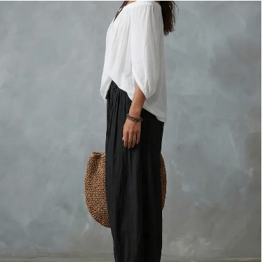 Conjunto de Blusa Holgada con Hombros Caídos y Pantalones Anchos de Pierna